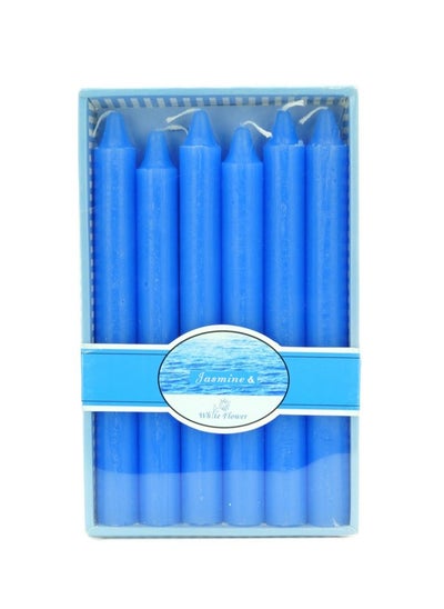 اشتري 6-Piece Fragrance Scented Taper Candle Blue في الامارات