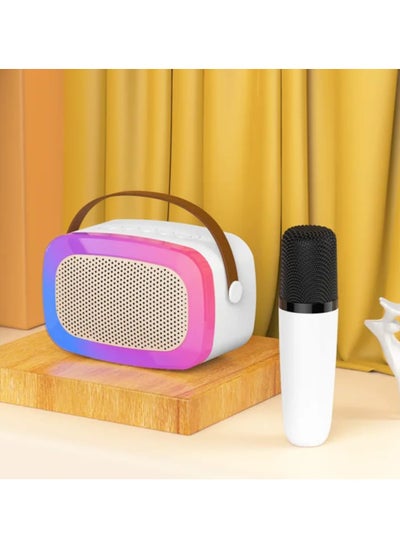 Buy Mini karaoke machine for kids with wireless microphone and bluetooth speaker in Saudi Arabia