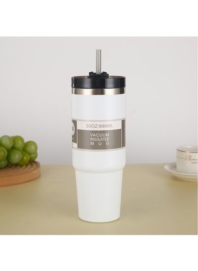 اشتري Vacuum Double Wall Stainless Steel Drinking Water Bottle With Straw Insulated Coffee Tumbler Travel Mug Outdoor Kettle Thermos Cups في الامارات