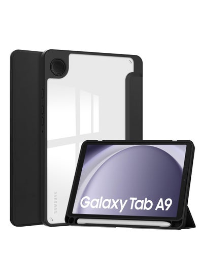 Buy Tablet Case for Samsung Galaxy Tab A9 8.7 inch 2023 Clear Transparent Hard PC Back Protective Tri-Fold Stand Slim Tablet Cover with Pencil Holder in Saudi Arabia