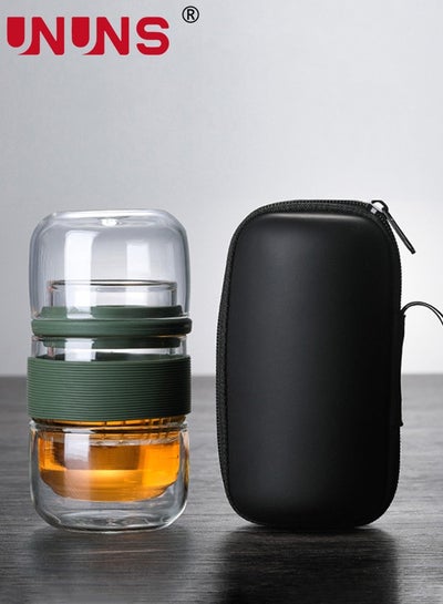 اشتري Glass Tea Infuser,Double Wall Glass Travel Mug With Removable Tea Infuser,Portable Tea Tumbler Bottle Mug For Office Home Travel في الامارات