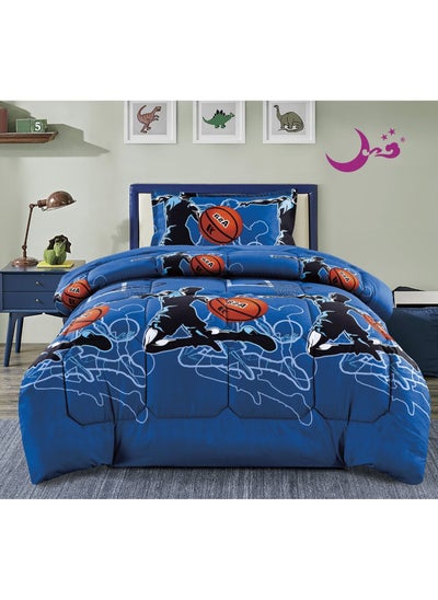 Buy Single comforter set / children's drawings / 3 pieces, middle comforter filling, size 160*210 cm in Saudi Arabia