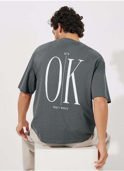 Buy Oversize Back Printed Slogan T-Shirt in Saudi Arabia