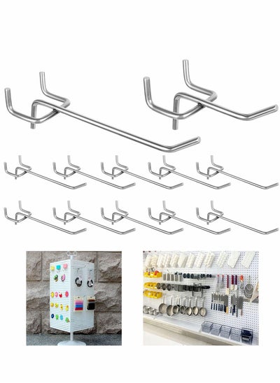 اشتري Pegboard Hooks, Peg Super Heavy Duty Metal Shelving with Ball Assortment Sturdy Fits 1/4” Garage Storage Organizer 10Packs 4 inch في الامارات