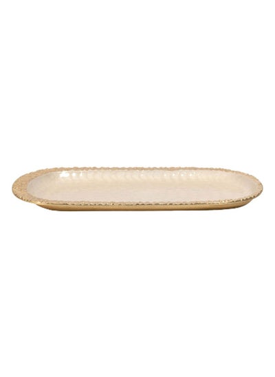 Buy Rabiya Oval Tray, Gold - 39x24 cm in UAE