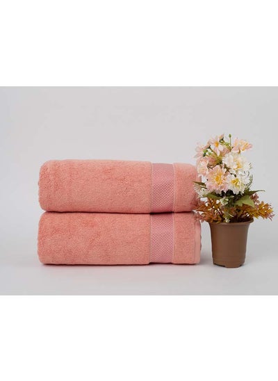 Buy Towel LUXURY - 600 GSM - 100% Cotton Terry -2 Bath  70x140 cm-Premium Touch-Quick Dry - Super Absorbent-Peach in Saudi Arabia