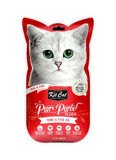 Buy Purr Puree Plus Skin And Coat With Tuna Fish Oil - 4 x 15G in UAE