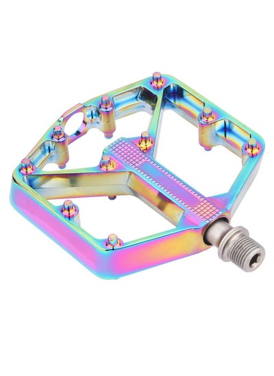 اشتري Bike Pedals, Aluminum Alloy Bicycle Pedals, Mountain Bike Pedal with Removable Anti-Skid Nails for Road/MTB Bike, Gifts for Cycling Enthusiasts (Colorful) في السعودية