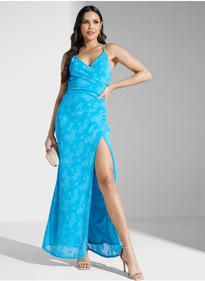 Buy V-Neck Side Slit Dress in UAE