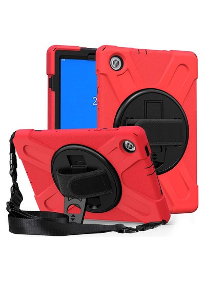 Buy Case Compatible with Tab M10 HD 2nd Gen 10.1'' TB X306F TB X306X with 360 Rotating Kickstand Hand Shoulder Strap Heavy Duty Rugged Rubber Cover in Saudi Arabia