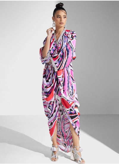 اشتري Tie Detail Printed Dress في الامارات