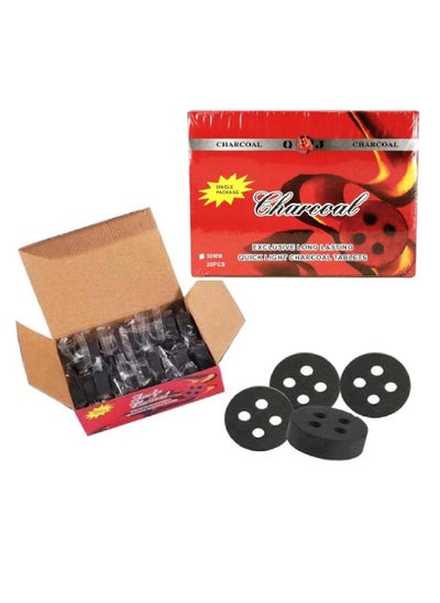 Buy Pack 20 Pcs Single Packing 50 MM Quick Lighting Charcoal Briquettes For BBQ Grill Preparation Long Lasting For Bakhoor And Incense Burning in UAE