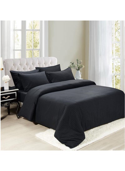 Buy 4 Piece Single Size Duvet Cover Set 1pcs Duvet Bedsheet Cover 160x210cm, 1pcs Fitted Sheet 120x200+20cm, 2pcs Pillowcase 50x75cm Plain Black in UAE