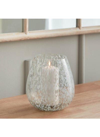 Buy Ora Glass Candle Holder with Speckles 16.5 x 17.5 x 16.5 cm in UAE