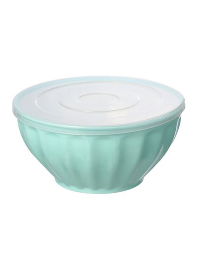 Buy Contemporary Design Round Salad Bowl with Lid Blue and White 2500 ml Y1K120219-G in Saudi Arabia