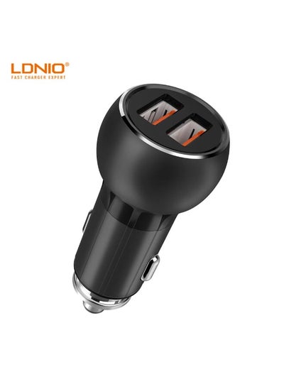 اشتري C503Q High Quality Fast Car Charger Dual USB Port 36W Auto-ID With Lightning USB Cable - Grey Black في مصر