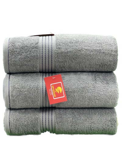 Buy Interlon 100% cotton bath towels, set of 3 pieces in Saudi Arabia