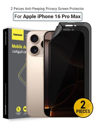 Buy 2 Pieces Apple iPhone 16 Pro Max Privacy Screen Protector – Flexible Privacy Nano Ceramic, Anti-Peeping, Edge-to-Edge Coverage, High Transparency, Delicate Touch, Easy Installation in Saudi Arabia