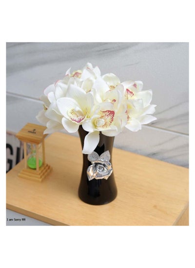 اشتري Pack of 2 Real Touch Fake Cymbidium Flower Bunch في الامارات