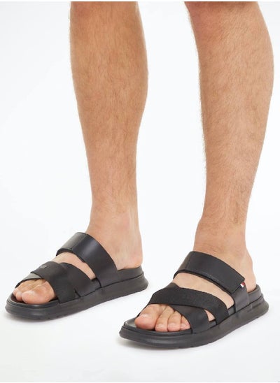 Buy Men's Density Hilfiger Leather Sandals/ Flip-Flops - Leather, Black in UAE