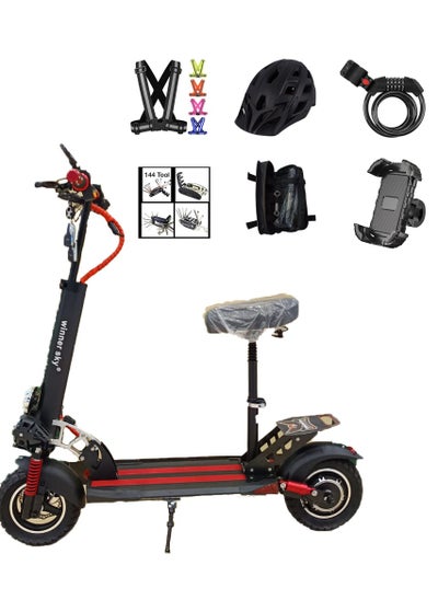 Buy Winner Sky E10 Pro (PLUS) Red Electric Scooter | 3000W motor | 35 km Range with a 36V13AH battery, Big Digital Display, Bluetooth, 10" Off-Road Tires, Foldable E Scooter, Includes Free Helmet, Toolkit, Safety Belt, lock, pump & Mobile Holder in UAE