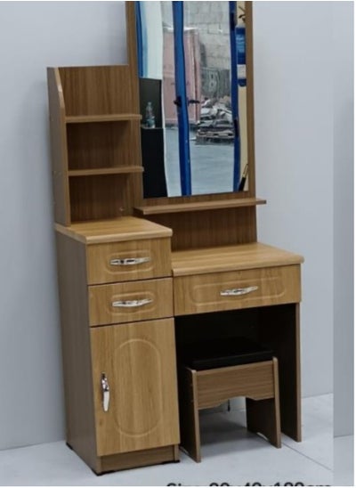 اشتري SILA Dressing  Home Furniture Bedroom Wood Modern Dressing Table With Drawer And Storage Table with U-Shaped Mirror Color Beige في الامارات