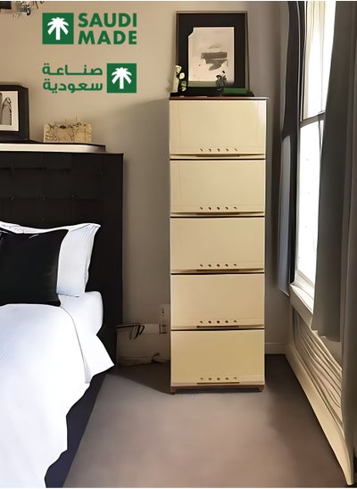 Buy Storage Drawer Cabinet 5 Layer For Bedroom And Office Beige in Saudi Arabia