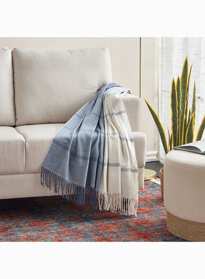 Buy Bristol Ana Striped Woven Throw With Fringe 170 x 130 cm in UAE