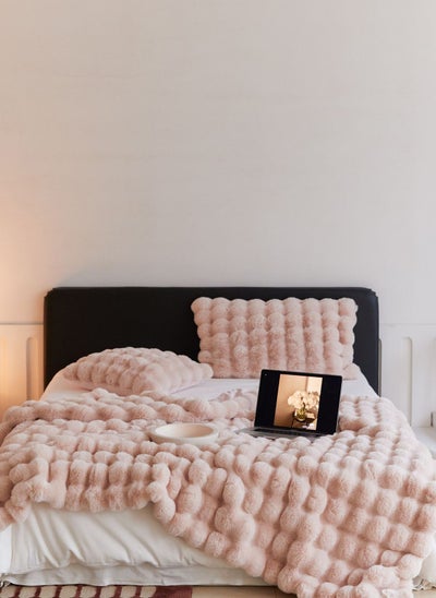 Buy Winter Thickened Rabbit Fleece Blanket, Bedroom Double-sided Plush blanket, Cozy Fluffy Soft Warm Nap Blanket, 180*200 cm in UAE