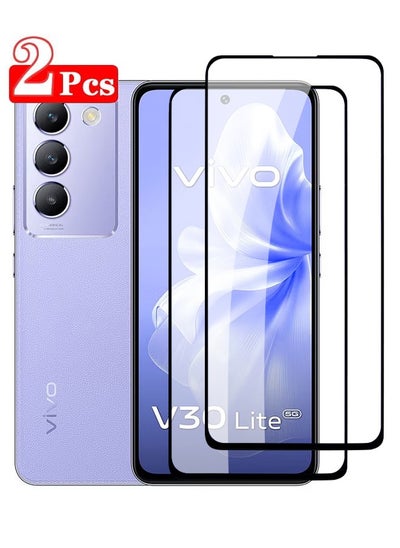 Buy 2 PCS Tempered Glass Screen Protector for Vivo V30 Lite with Full Coverage, Comfortable Touch Feeling, Easy Clean Install, HD Anti-scratch Anti-drop Anti-fingerprint Phone Display Cover Accessory in Saudi Arabia