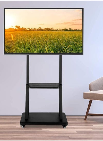 Buy TV Stand with Wheels Mobile TV Trolley with Mount for 32-75 Inch LED LCD Screen Floor TV Cart Portable Rolling TV Monitor Shelf with Heavy Duty Base Max VESA 200x200-410x610 in Saudi Arabia