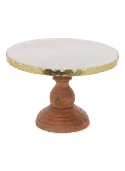 Buy Gourmeti Golden Lined Cake Stand, White & Natural in UAE