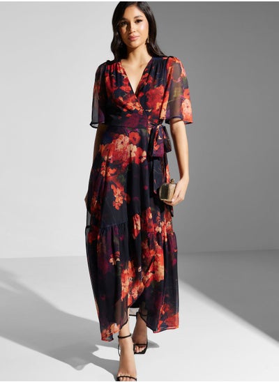 Buy Tie Detail Print Dress in UAE