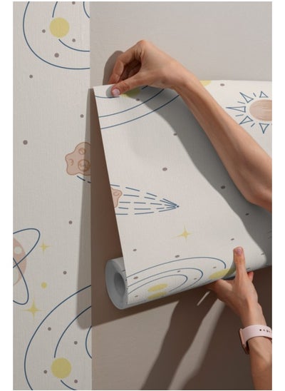 Buy Cute Pastel Galaxy Space Pattern Fabric Wallpaper Covers An Area ​​Up To 4.2Mx3M With Adhesive And Smoothing Tool in Egypt