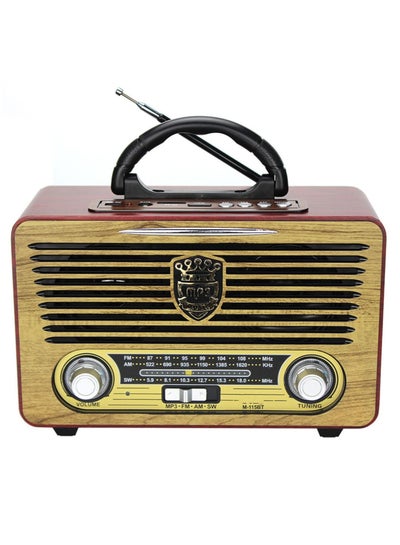 Buy M-115BT Portable Antique Radio Nostalgic  Retro FM Radio With AM | FM | SW Band Frequency, USB | SD | TF Card Slot, AUX and Bluetooth Remote Modern Feature Vintage Radio in UAE