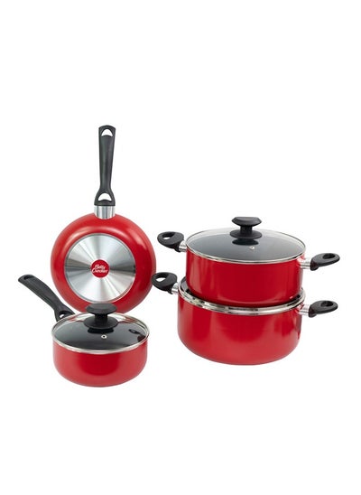 اشتري 7 Piece Teflon Set (2*Casserole & Lid 24/28Cm + 1*Sauce Pan & Lid 18Cm + 1*Fry Pan 24Cm) Thickness 2.5Mm في السعودية