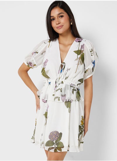 اشتري Printed V-Neck Dress في السعودية