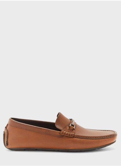 Buy Genuine Leather Buckle Detail Loafers in Saudi Arabia