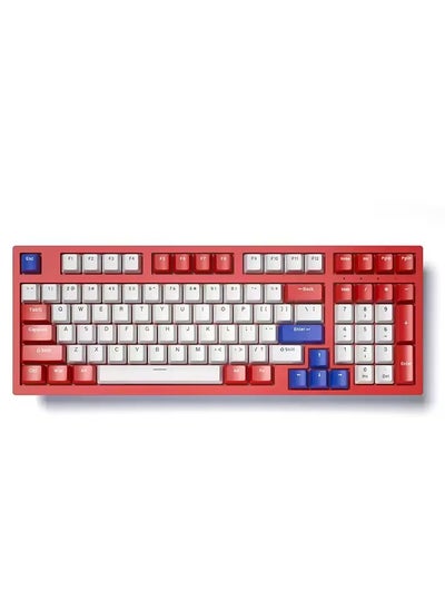 Buy Gaming Keyboard – 98% Compact USB / USB Type-C Wired Mechanical Keyboard – RGB Backlit Led – 98 ENG Keys PBT Keycaps – Blue Switches – For Mac / Win | Red, White in Egypt