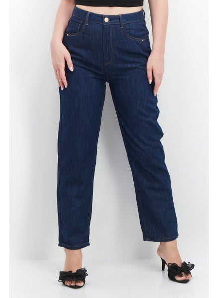 Buy Women Regular Fit Plain Non Stretchable Denim, Blue in UAE