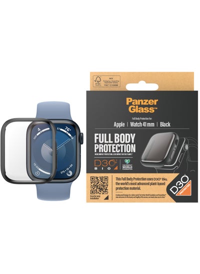 Buy PanzerGlass™ Screen Protector for Apple Watch 9 41mm - Full Body D3O® Protective Case Against Scratches and Impacts, Made of Tempered Glass, Black in UAE