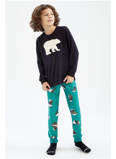 Buy Boy Regular Fit Crew Neck Long Sleeve Knitted Pyjamas - 2 Pieces in Egypt