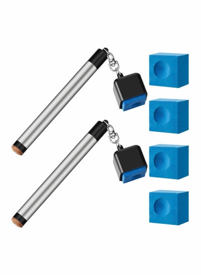 اشتري 2 Pcs Pool Chalk Holder for Billiards 2 in 1 Cue Chalk Holder Portable Cue Tip Billiard Cue Tip Tool with 4 Pcs Pool Chalk Cubes Pool Table Accessories for Sport Game Tournament Home Hobby في الامارات