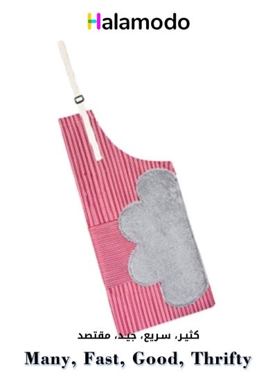 Buy Red Kitchen Waterproof and Oil-proof Striped Apron Straps Adjustable in Saudi Arabia