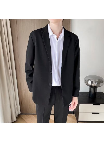 Buy 1 x 5 pcs Mens Casual Blazer 2022 Autumn Trendy British Jacket Black in Saudi Arabia