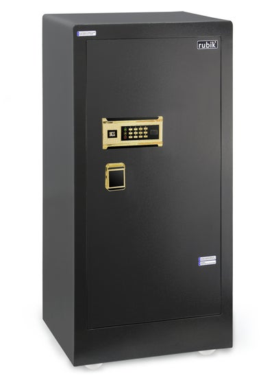 اشتري Safe Box X-Large Capacity, Double Security Lock, Floor Standing with Wheels, Fire Resistant Coat, for Home Office (Size 120x58x48cm) Black/Gold في الامارات