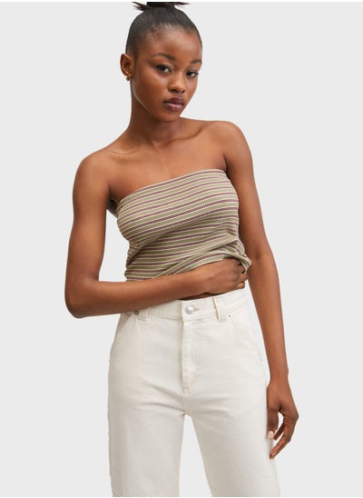 Buy Ribbed Bandeau Crop Top in Saudi Arabia