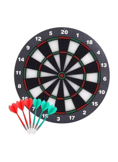 Buy Archery Dart Board Safety Rubber Game Set with 6 Soft Tip Arrow and Support Frame 35 x 35 cm in UAE