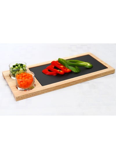 Buy Slate Serving Set with Glass Bowls in UAE