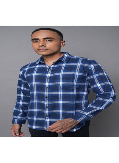 Buy Classic Tartan Checks Spread Collar Long Sleeve Cotton Casual Shirt in UAE